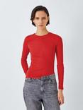 John Lewis ANYDAY Ribbed Jersey Long Sleeve Top, Red