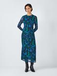 John Lewis ANYDAY Abstract Floral Print Mesh Midi Dress, Blue/Multi