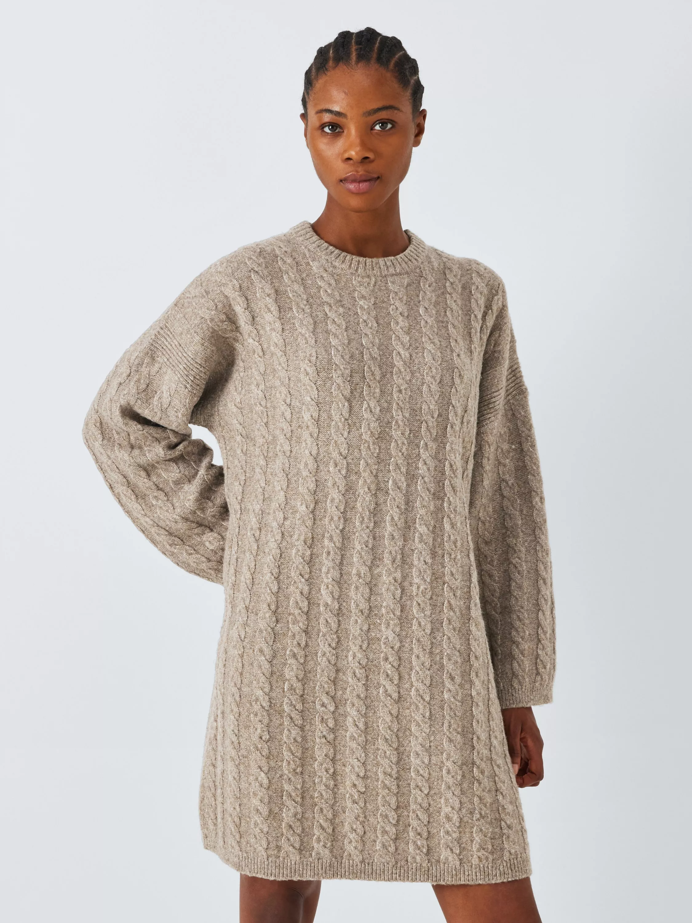 John Lewis ANYDAY Cable Knit Mini Dress Natural