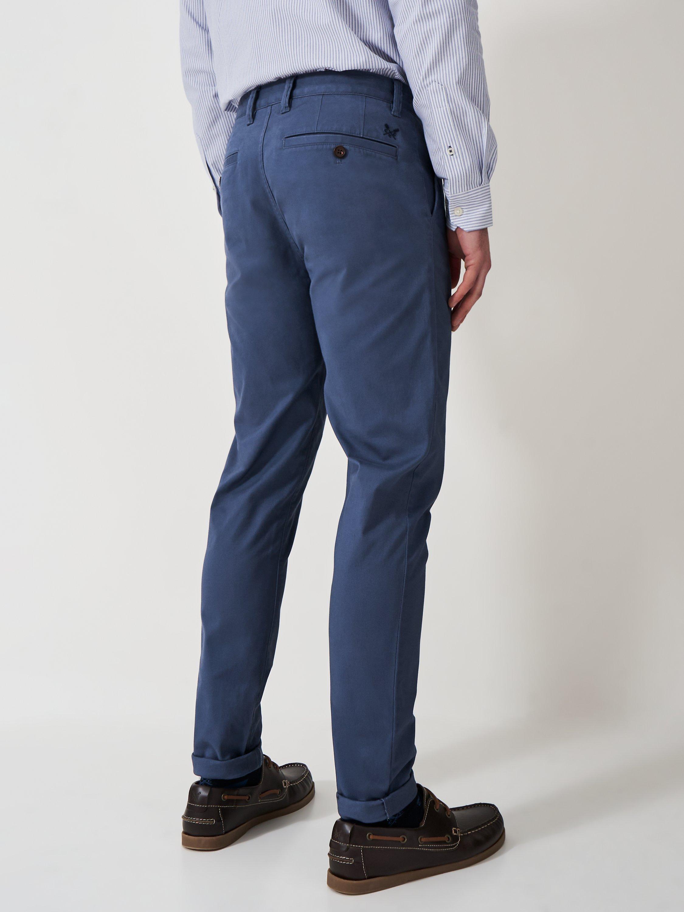 Product image 3 of 5, which shows Crew Clothing Slim Fit Chino Trousers, Mid Blue, 30R