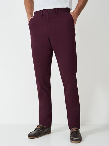 Crew Clothing Straight Fit Chino Trousers - view 2, Burgundy