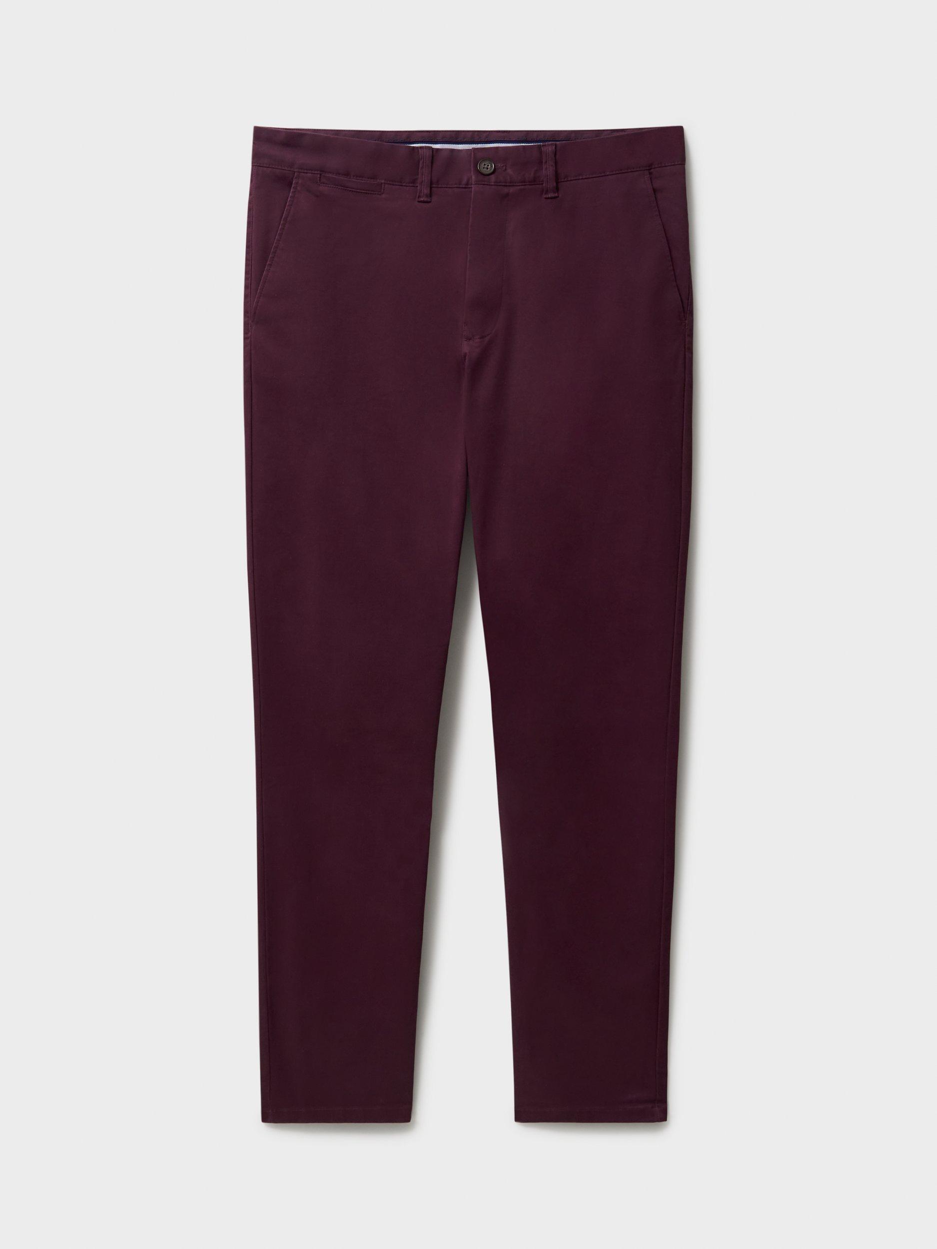 Product image 5 of 5, which shows Crew Clothing Straight Fit Chino Trousers, Burgundy, 32R