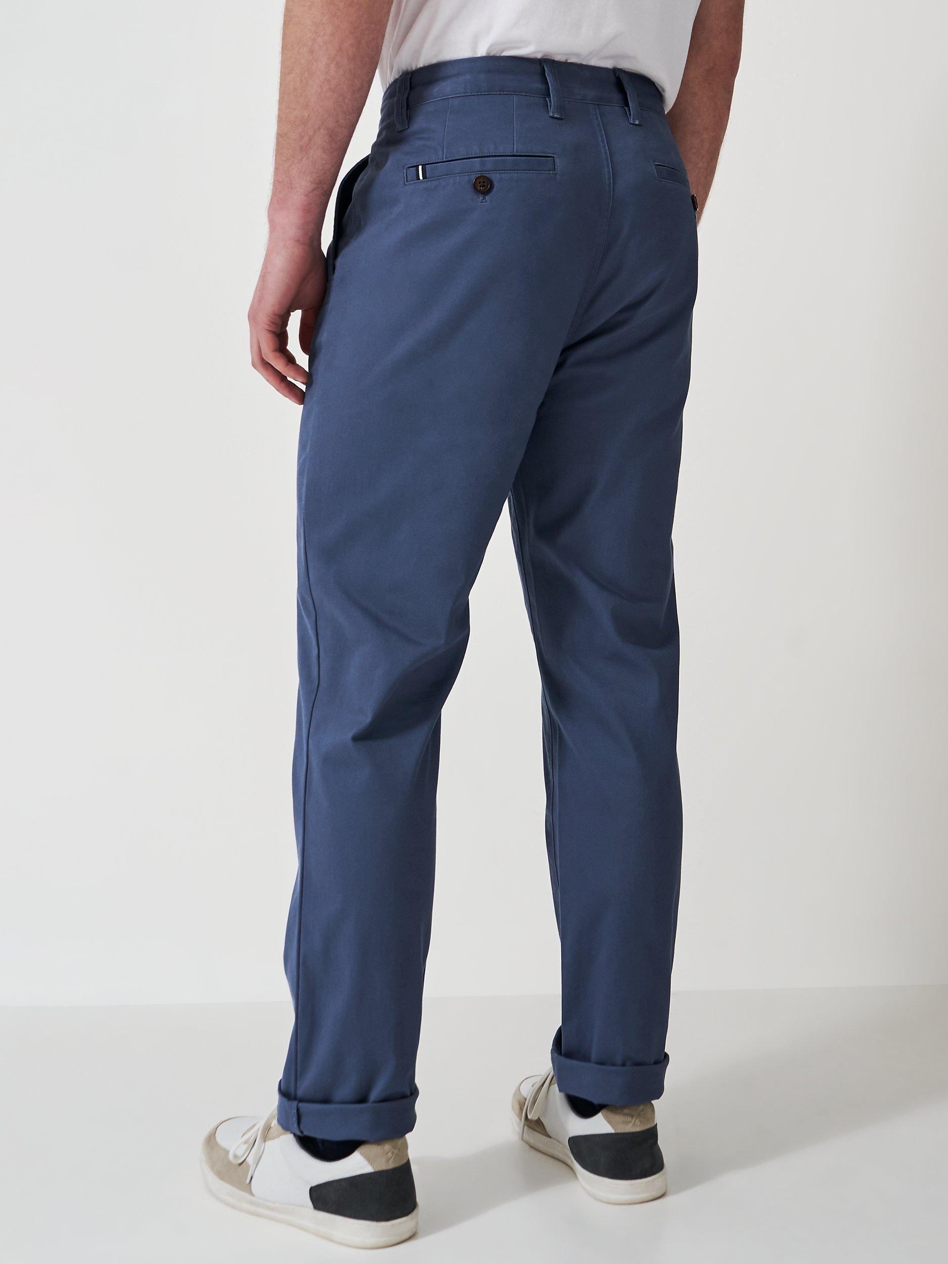 Product image 2 of 5, which shows Crew Clothing Straight Fit Chino Trousers, Mid Blue, 30R
