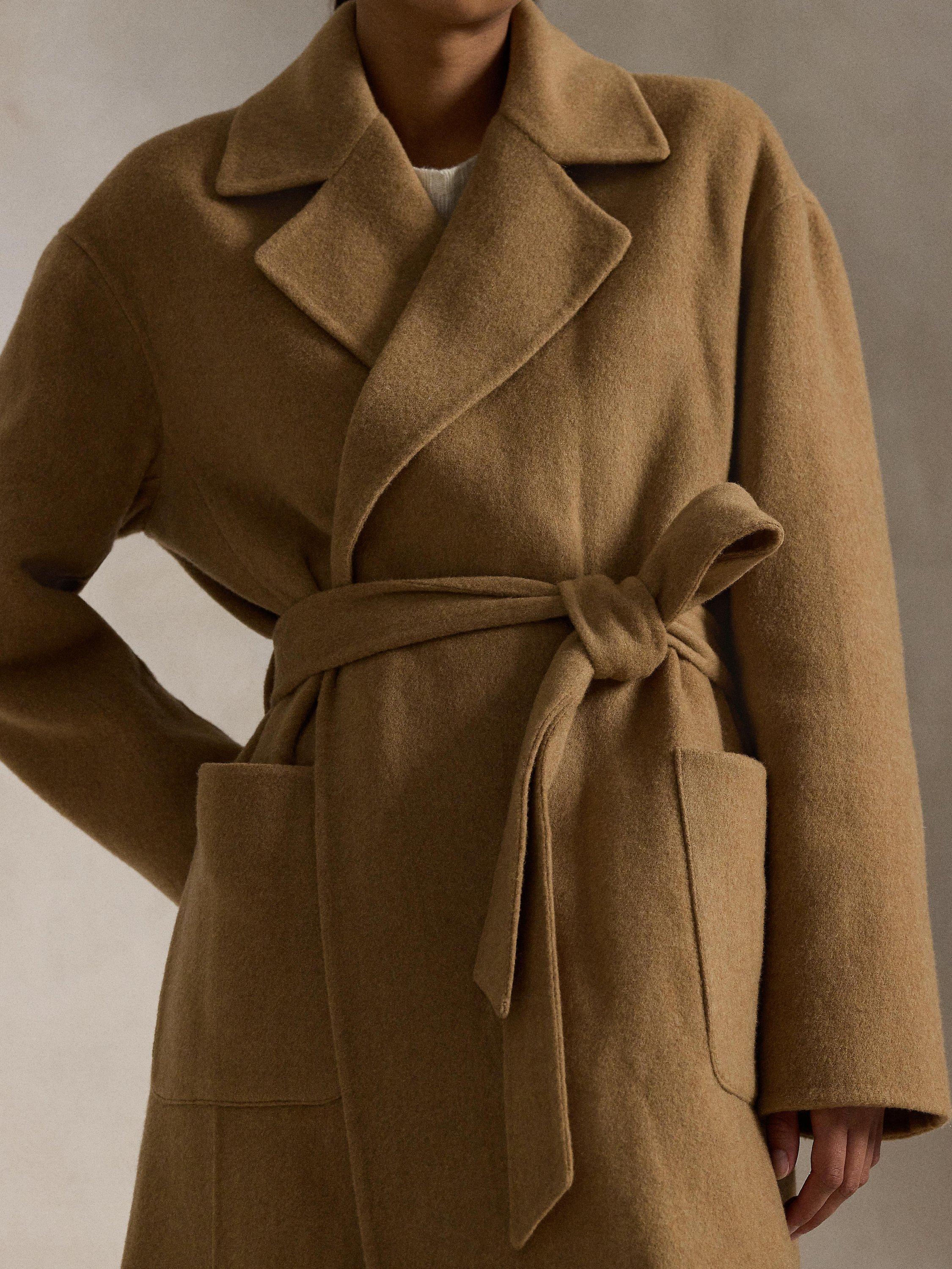 Polo Ralph Lauren Wool Longline Coat Camel Melange