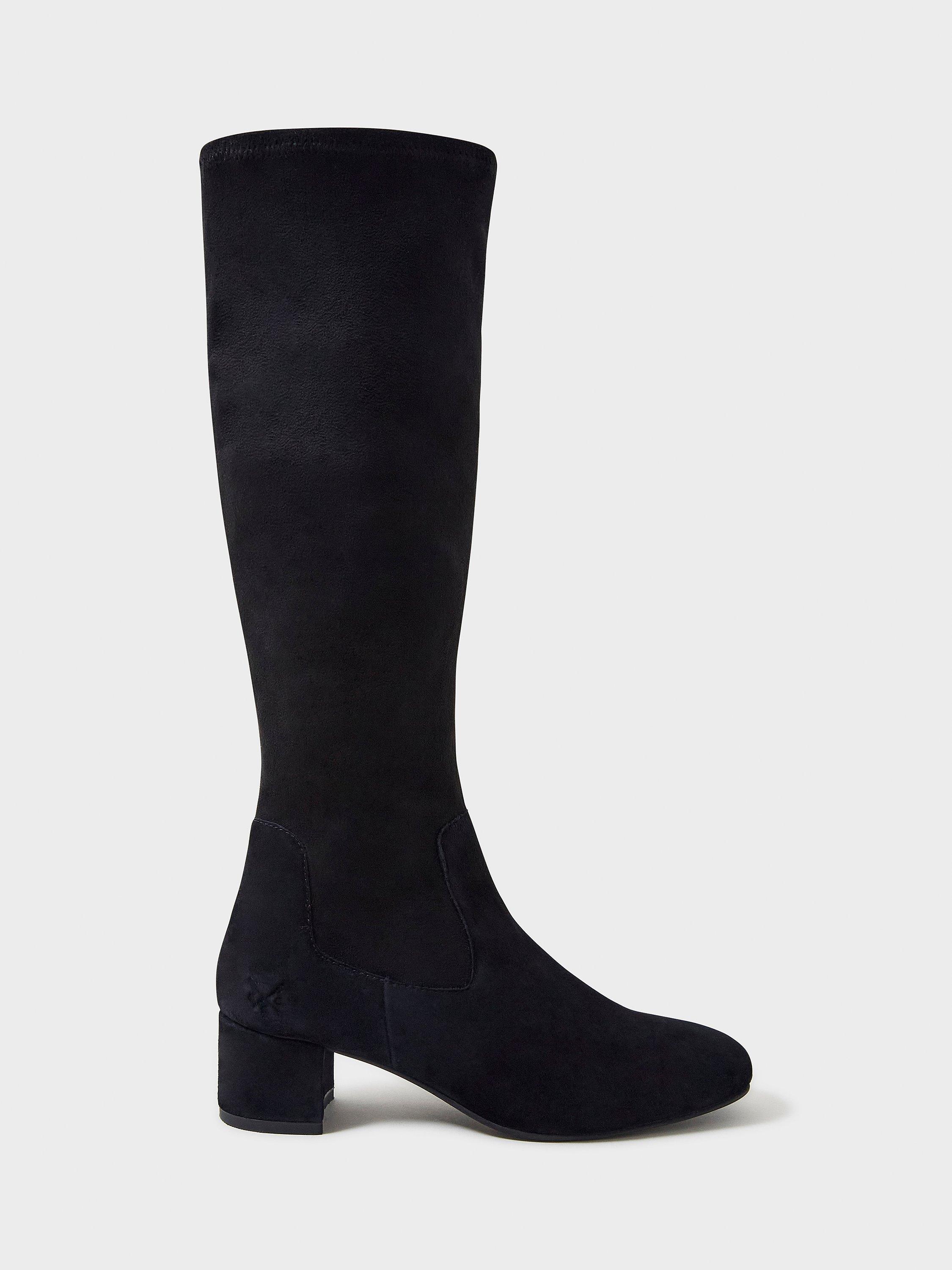Product image 1 of 4, which shows Crew Clothing Bella Suede Boots, Black, 8