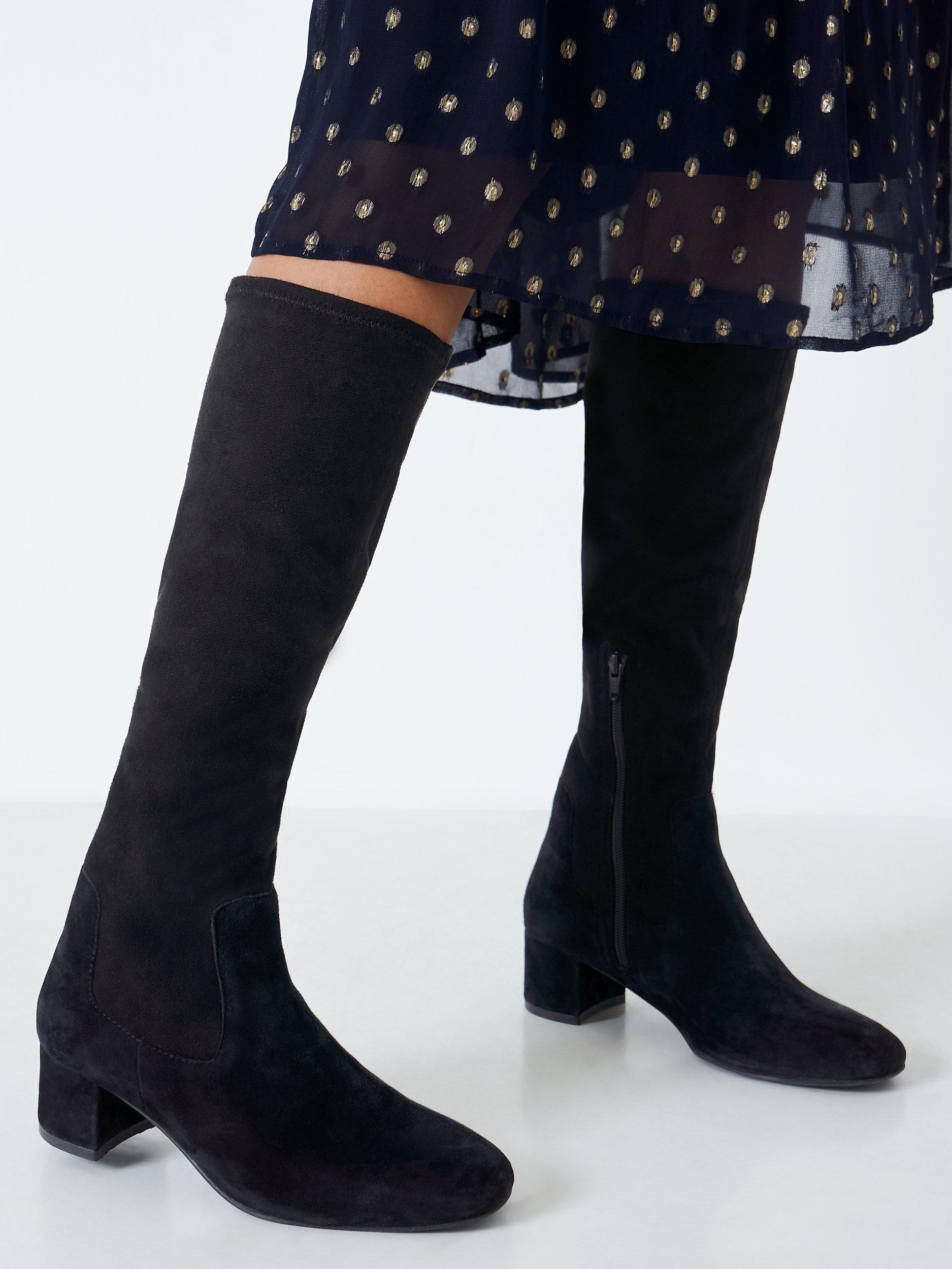 Product image 3 of 4, which shows Crew Clothing Bella Suede Boots, Black, 8