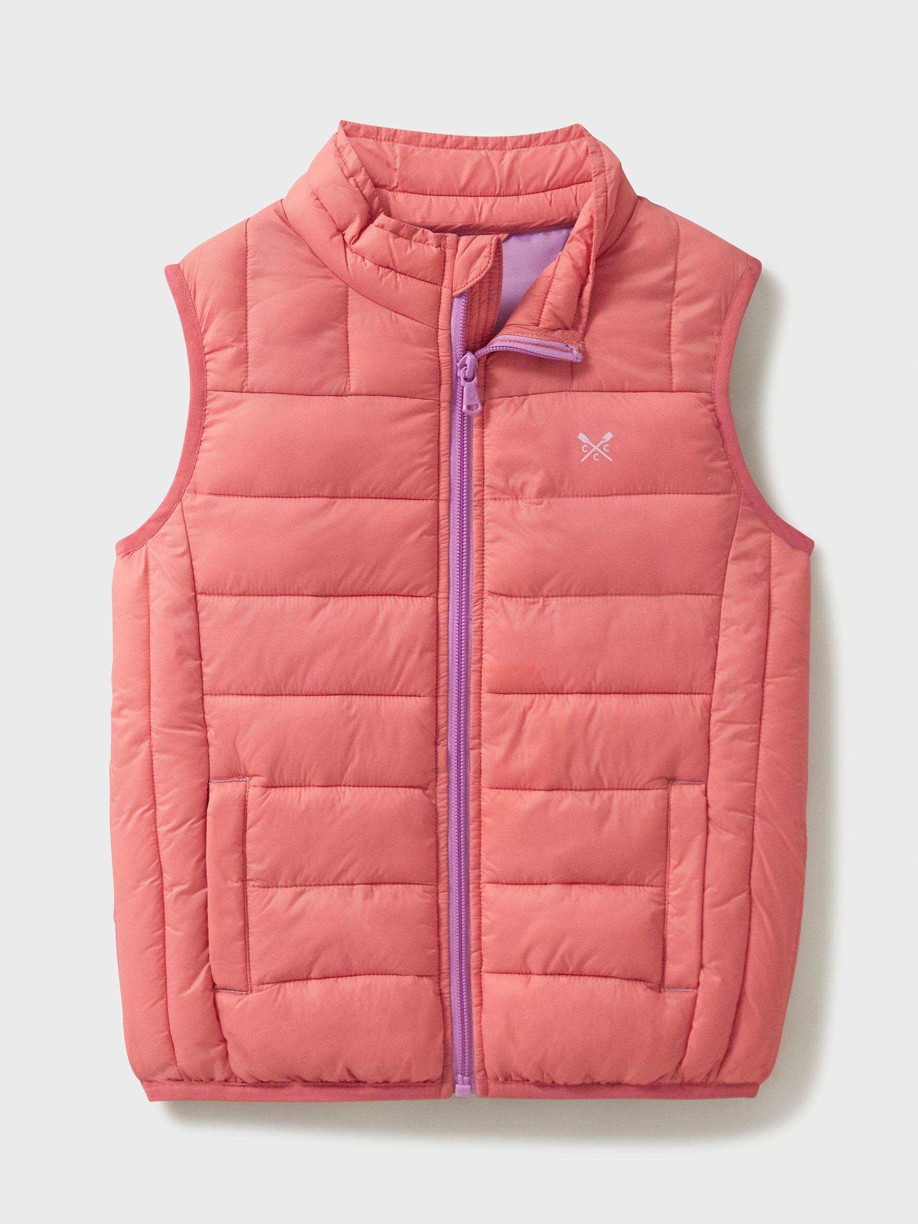 Product image 1 of 2, which shows Crew Clothing Kids' Lightweight Padded Gilet, Coral, 3-4 years
