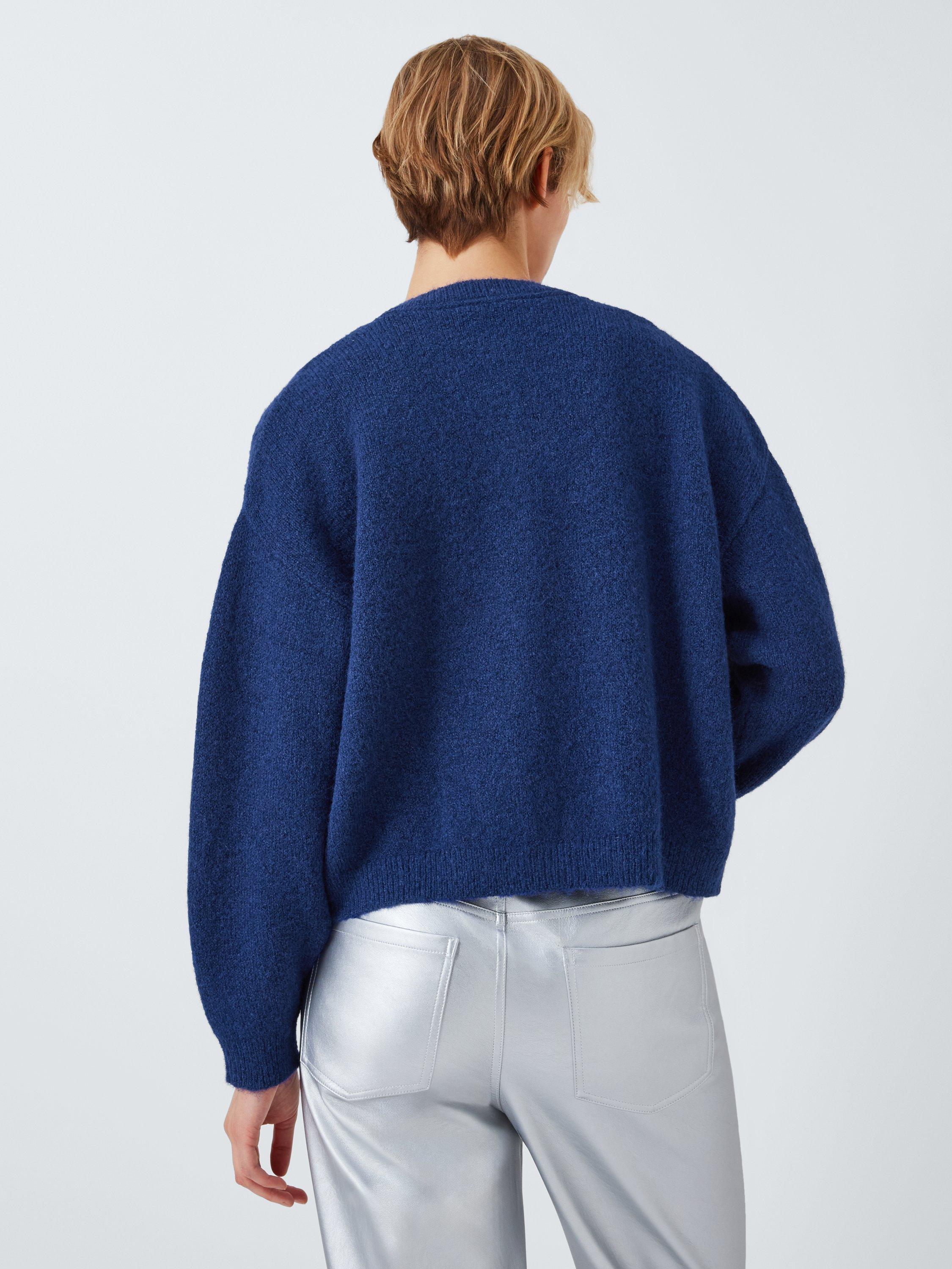 Product image 2 of 5, which shows John Lewis ANYDAY Boxy Fit Crop Cardigan, Blue, M