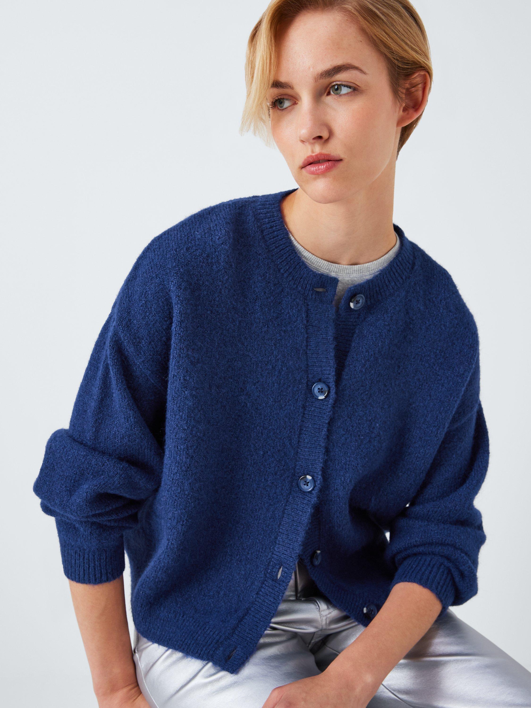Product image 5 of 5, which shows John Lewis ANYDAY Boxy Fit Crop Cardigan, Blue, M