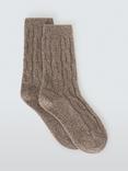 John Lewis Cashmere Rich Cable Knit Bed Socks, Mocha