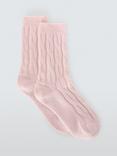 John Lewis Cashmere Rich Cable Knit Bed Socks, Pink