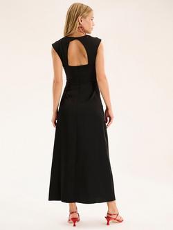 OMNES Marin Twist Front Satin Midi Dress - view 2, Black