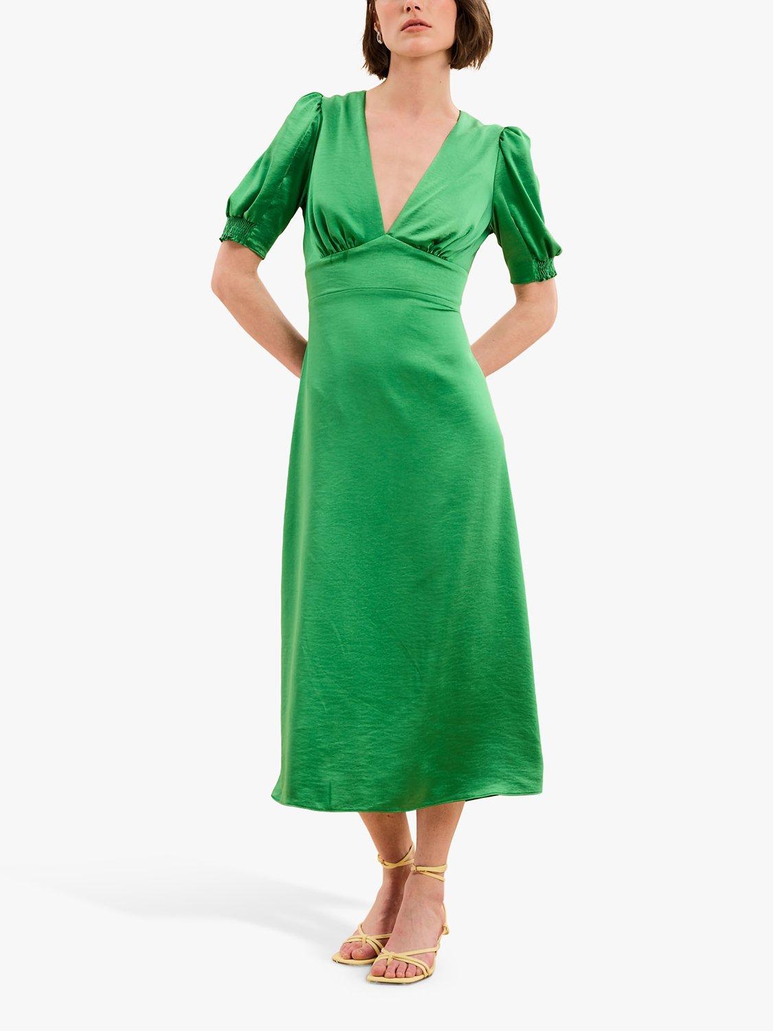 OMNES Odette Tie Back Midi Dress, Green