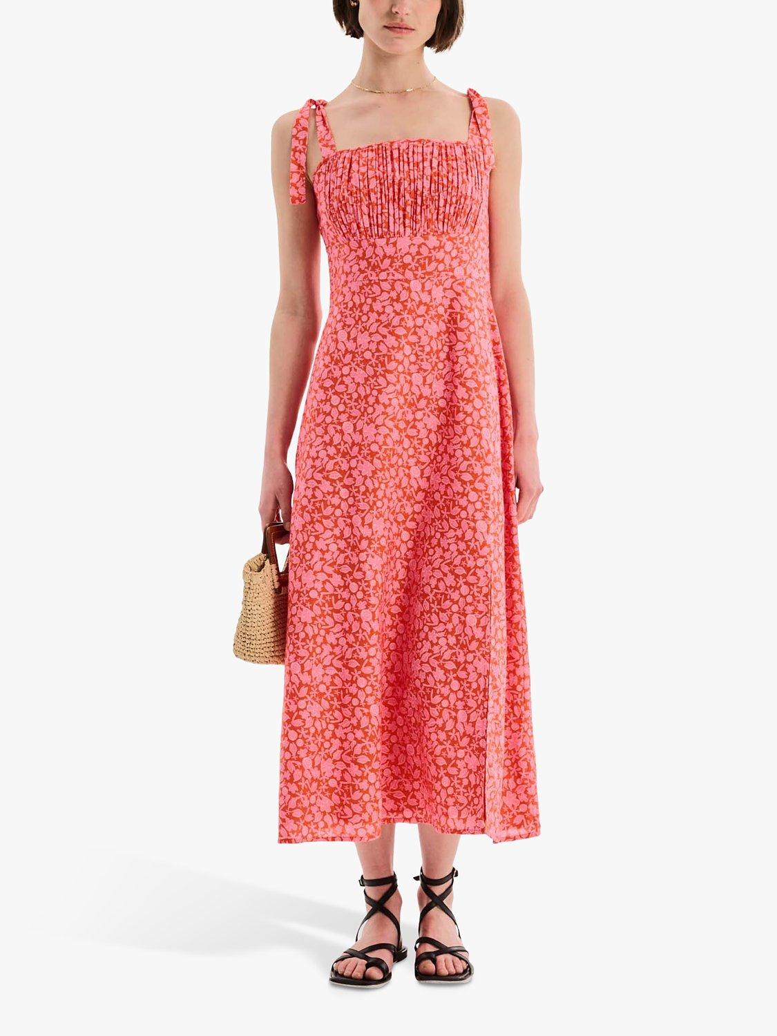 OMNES Irina Abstract Floral Print Midi Dress, Multi