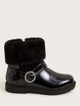 Monsoon Kid's Patent Faux Fur Boots, Black