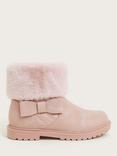 Monsoon Kids' Bow Faux Fur Cuff Boots, Pink