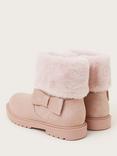 Monsoon Kids' Bow Faux Fur Cuff Boots, Pink