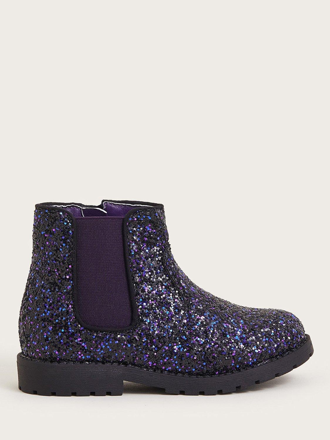 Monsoon Kids Glitter Chelsea Boots Purple