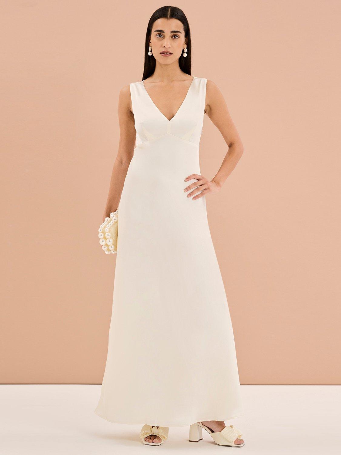 OMNES Marilyn Satin Slip Maxi Dress, Ivory