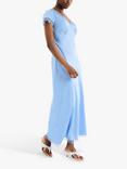 OMNES Woolf Satin Bias Cut Midaxi Dress, Light Blue