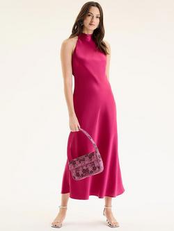 OMNES Seychelles Drape Back Dress, Magenta