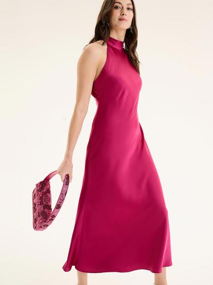 OMNES Seychelles Drape Back Dress - view 2, Magenta