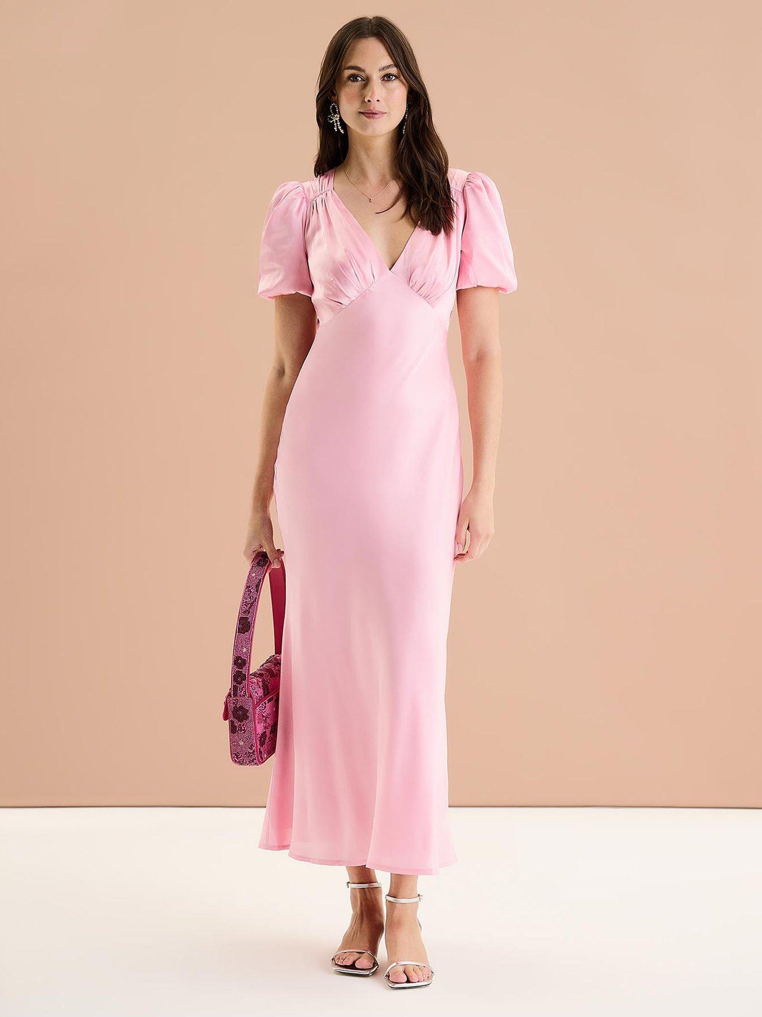 Product image 1 of 5, which shows OMNES Rosie Puff Sleeve Dress, Light Pink, 6