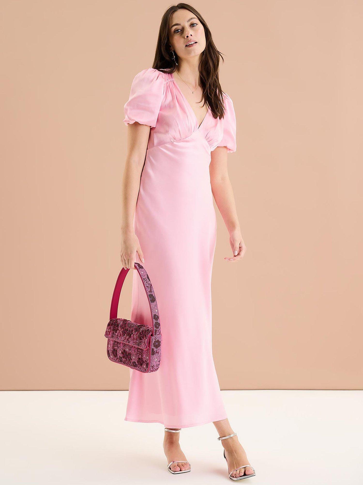 Product image 2 of 5, which shows OMNES Rosie Puff Sleeve Dress, Light Pink, 6