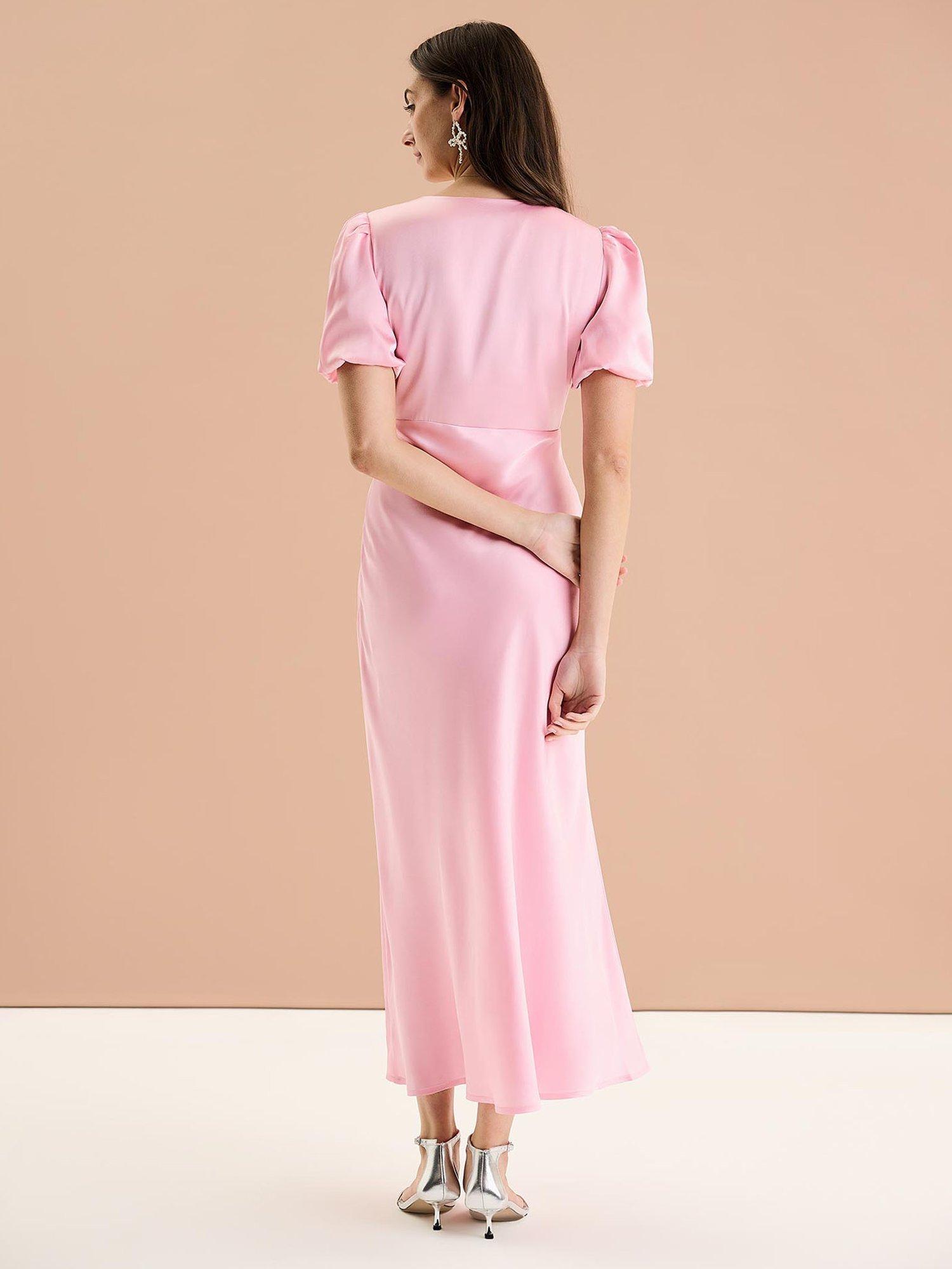 Product image 3 of 5, which shows OMNES Rosie Puff Sleeve Dress, Light Pink, 6