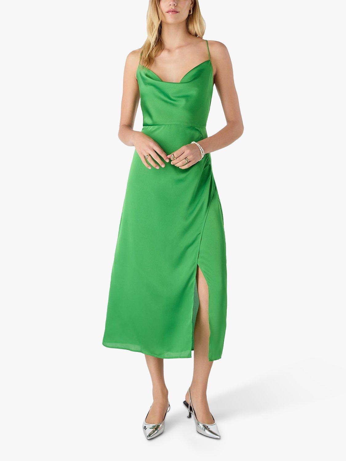 OMNES Aspen Satin Midi Dress, Green, 6