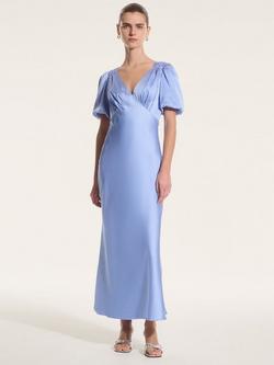 OMNES Rosie Puff Sleeve Dress, Light Blue