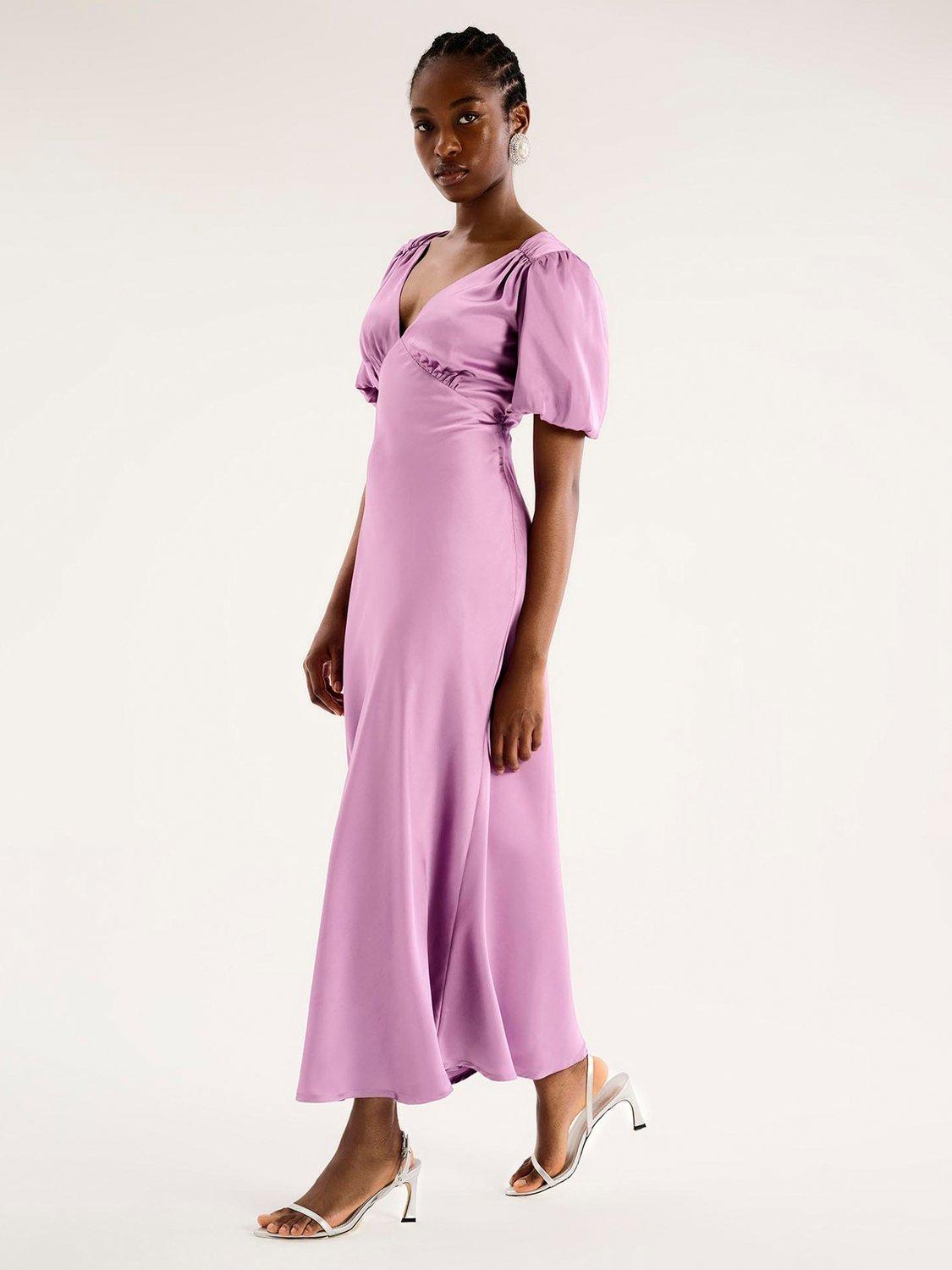 Product image 2 of 5, which shows OMNES Rosie Puff Sleeve Dress, Lilac, 6