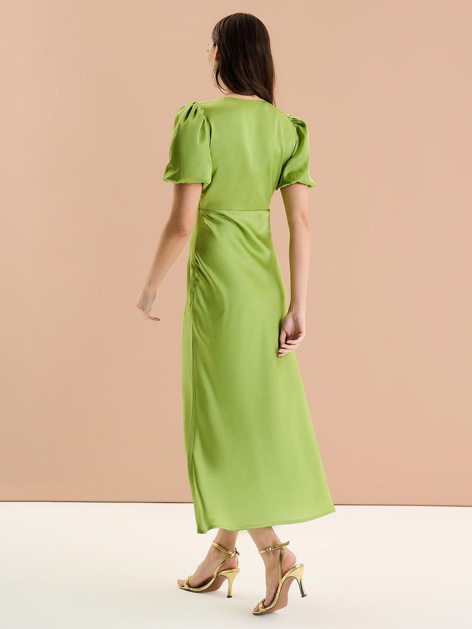 Product image 4 of 5, which shows OMNES Rosie Puff Sleeve Dress, Sage Green, 6