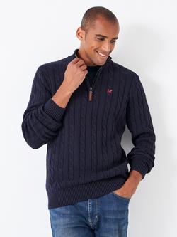 Crew Clothing Cable Half Zip Jumper, Midnight Blue, Midnight Blue