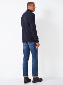 Crew Clothing Cable Half Zip Jumper, Midnight Blue - view 2, Midnight Blue