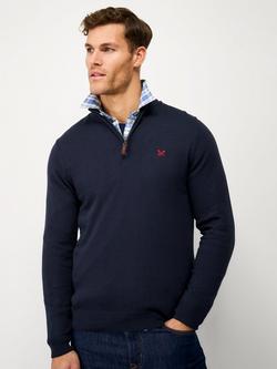 Crew Clothing Heritage Half Zip Knit Sweater, Midnight Blue, Midnight Blue