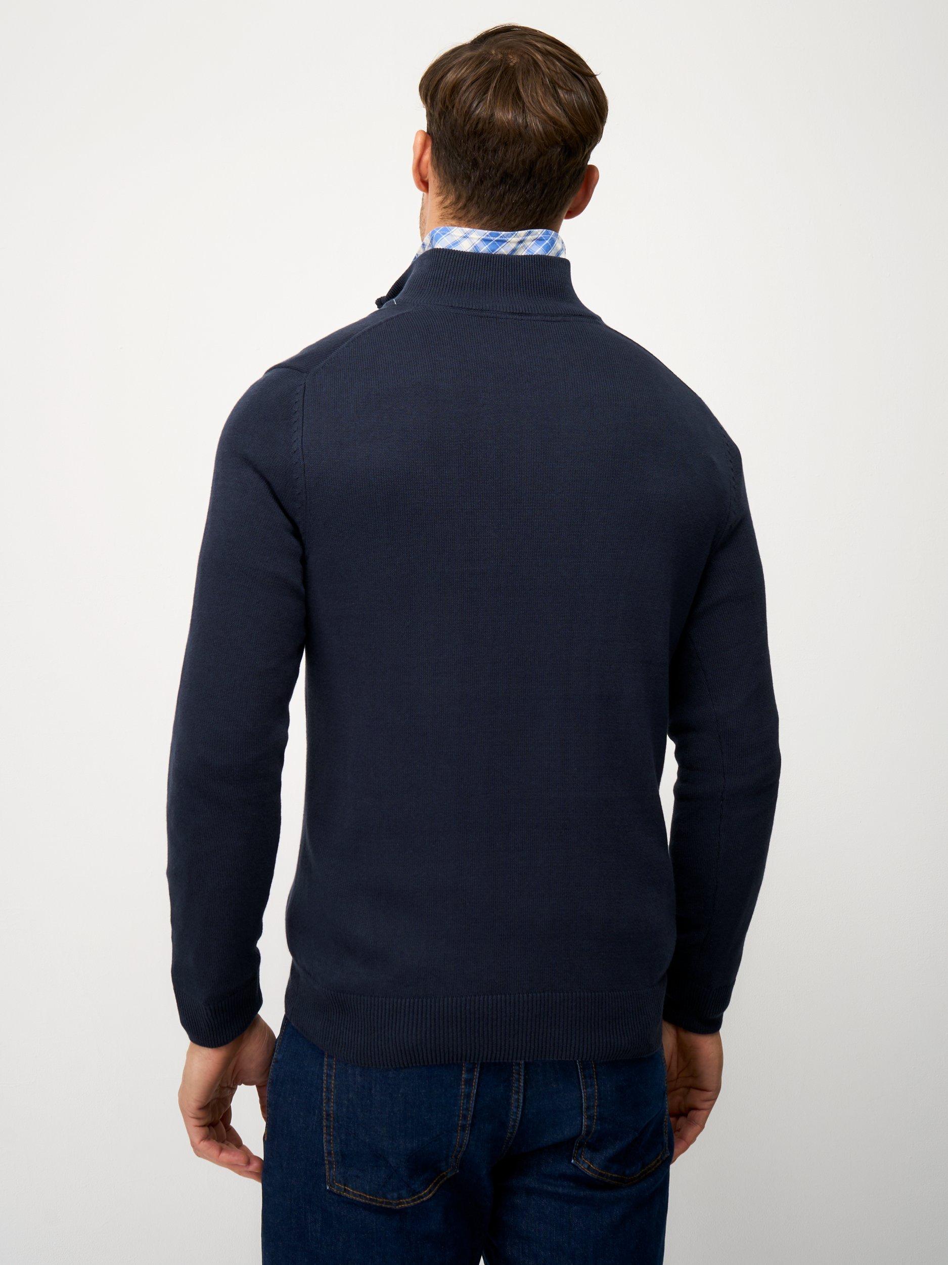 Product image 2 of 5, which shows Crew Clothing Heritage Half Zip Knit Sweater, Midnight Blue, L
