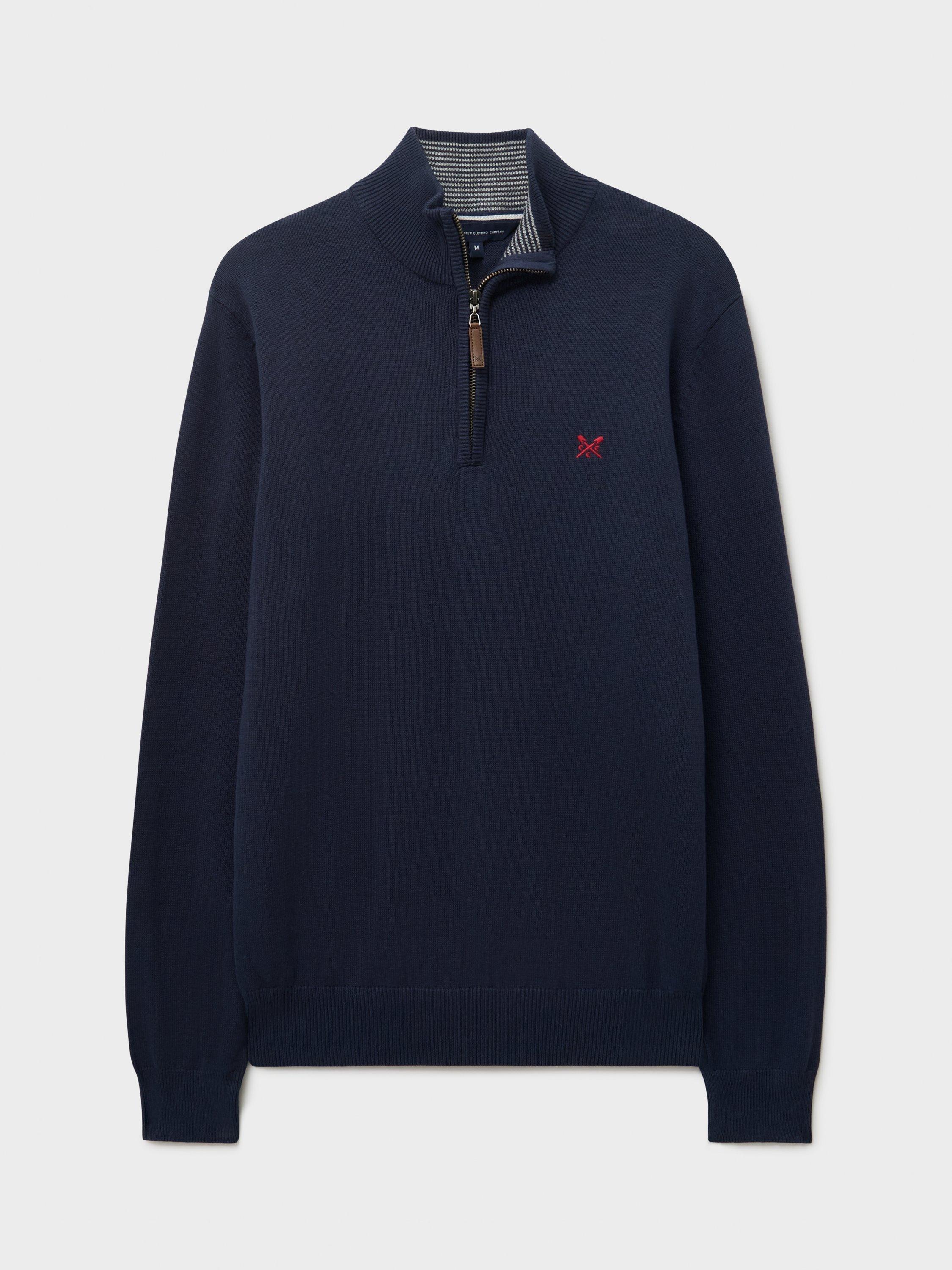 Product image 5 of 5, which shows Crew Clothing Heritage Half Zip Knit Sweater, Midnight Blue, L