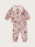 Monsoon Baby Floral Long Sleeve Top & Trousers Set, Pink