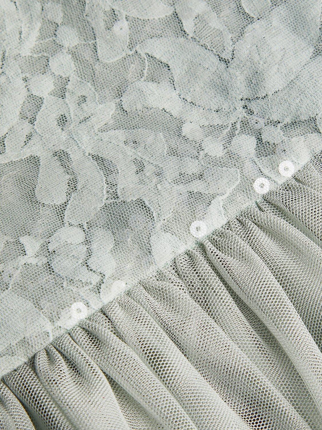 Product image 3 of 3, which shows Monsoon Baby Lace Midi Party Dress, Sage, 0-3 months