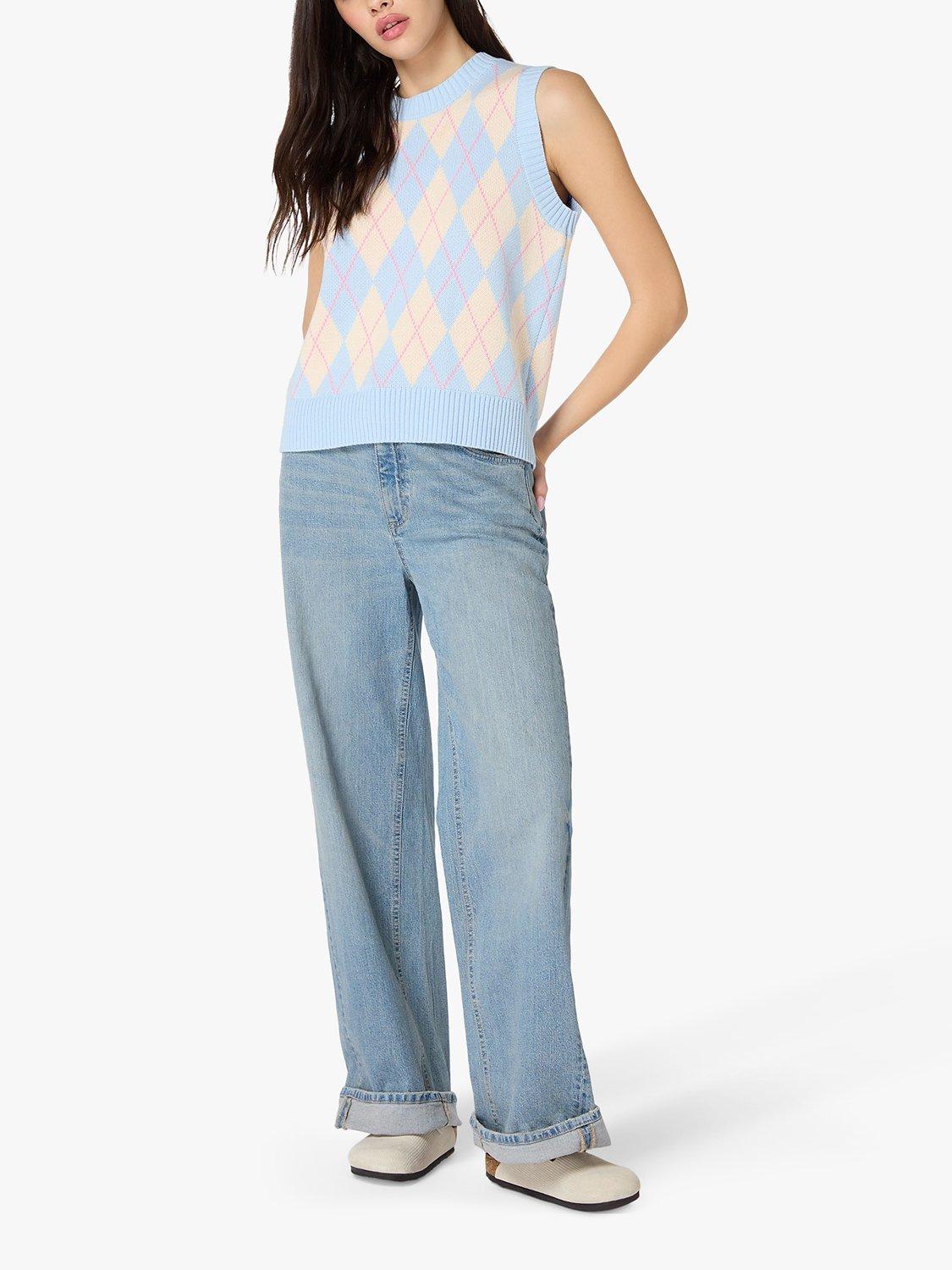Product image 1 of 5, which shows OMNES Bobbi Knit Tank Top, Blue/Multi, XS