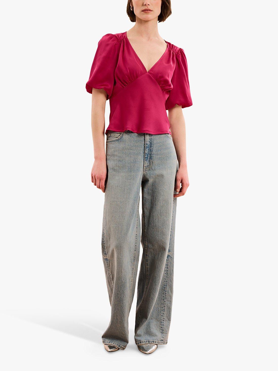 OMNES Cressida Satin Top, Magenta