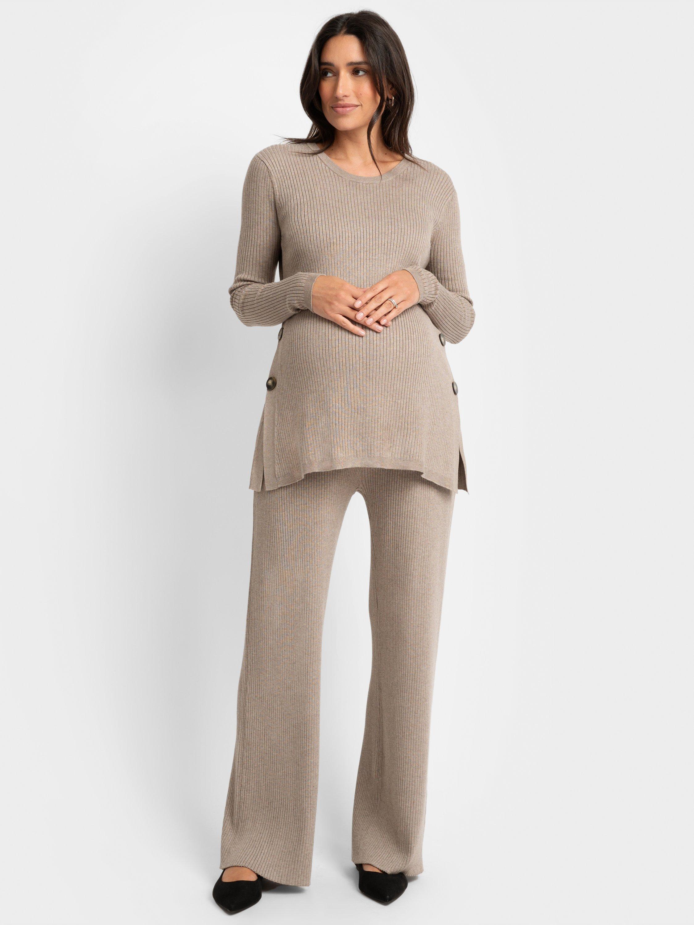 Product image 2 of 5, which shows Seraphine Rip Knit Maternity & Nursing Knit Top, Oatmeal, 6