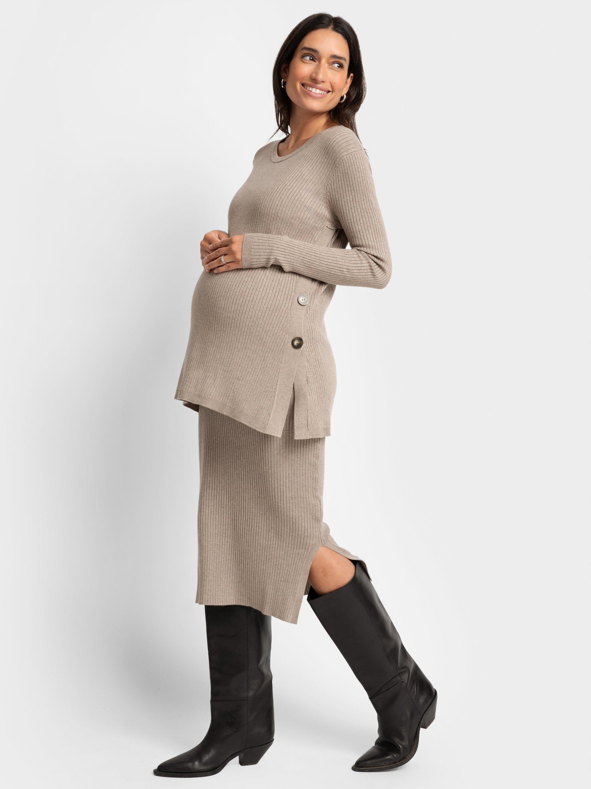 Product image 3 of 5, which shows Seraphine Rip Knit Maternity & Nursing Knit Top, Oatmeal, 6