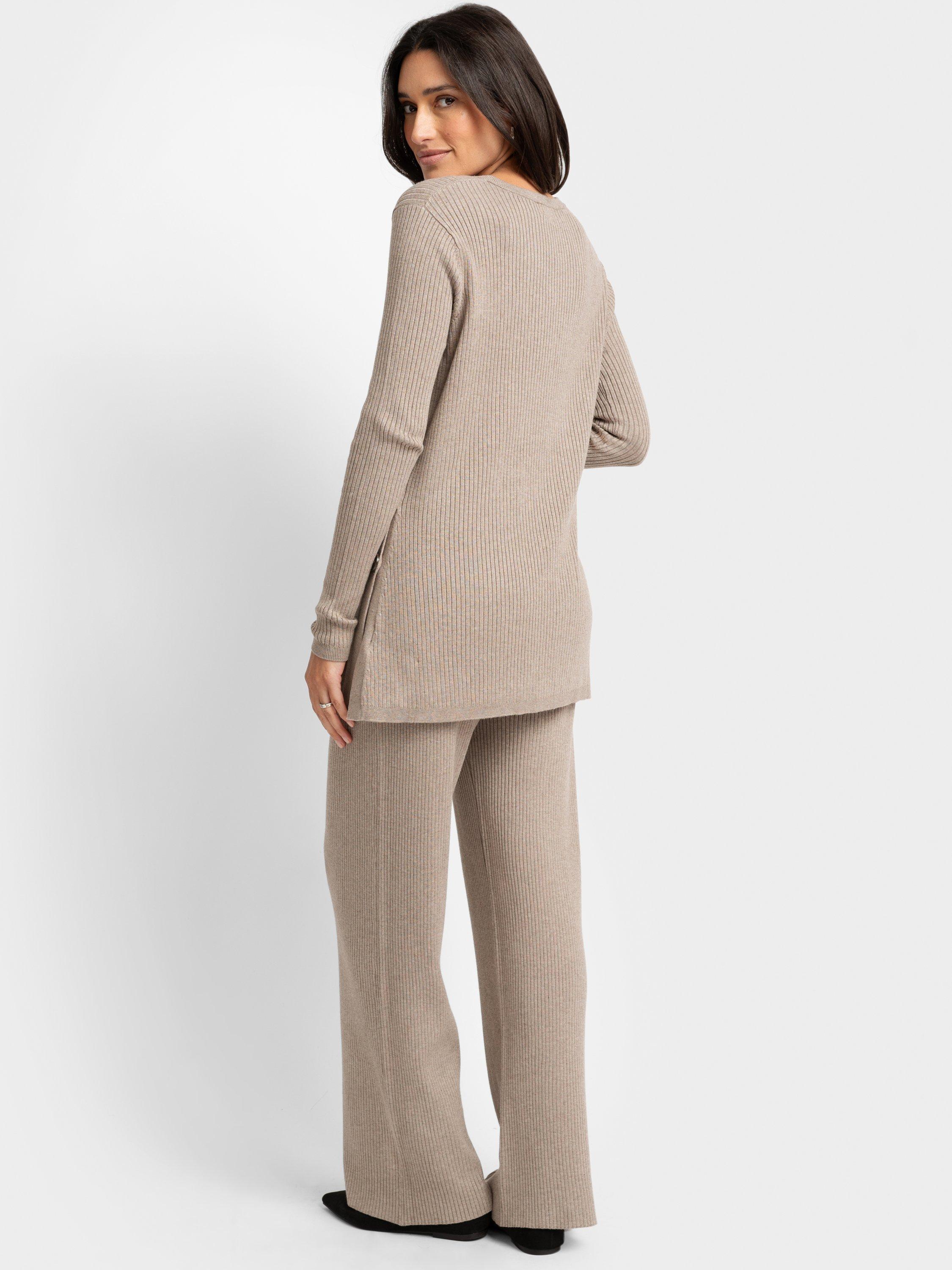 Product image 4 of 5, which shows Seraphine Rip Knit Maternity & Nursing Knit Top, Oatmeal, 6