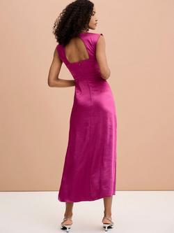 OMNES Marin Twist Front Satin Midi Dress - view 2, Magenta