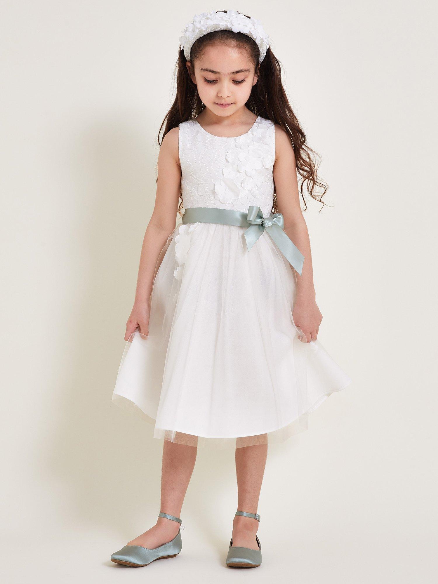 Monsoon Baby Frankie Scuba Occasion Dress, Ivory
