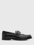 AllSaints Harmon Leather Snakeskin Loafers, Black/Multi