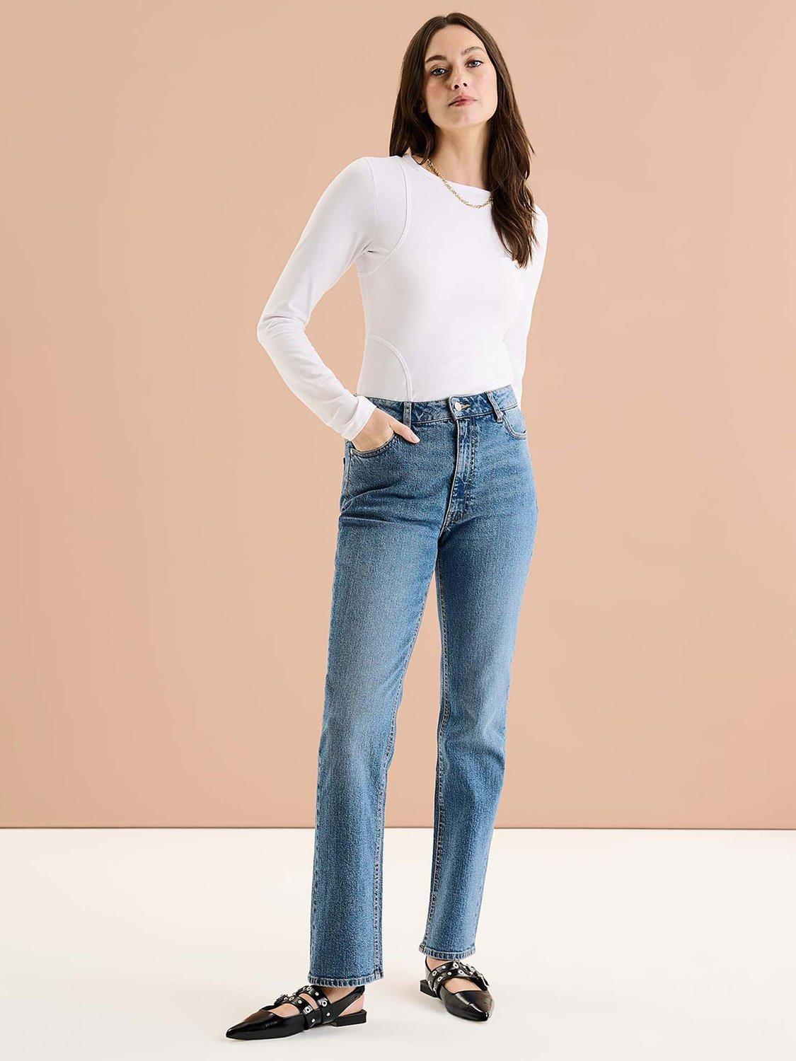 Product image 1 of 5, which shows OMNES Jana Straight Cut Jeans, Blue, 6