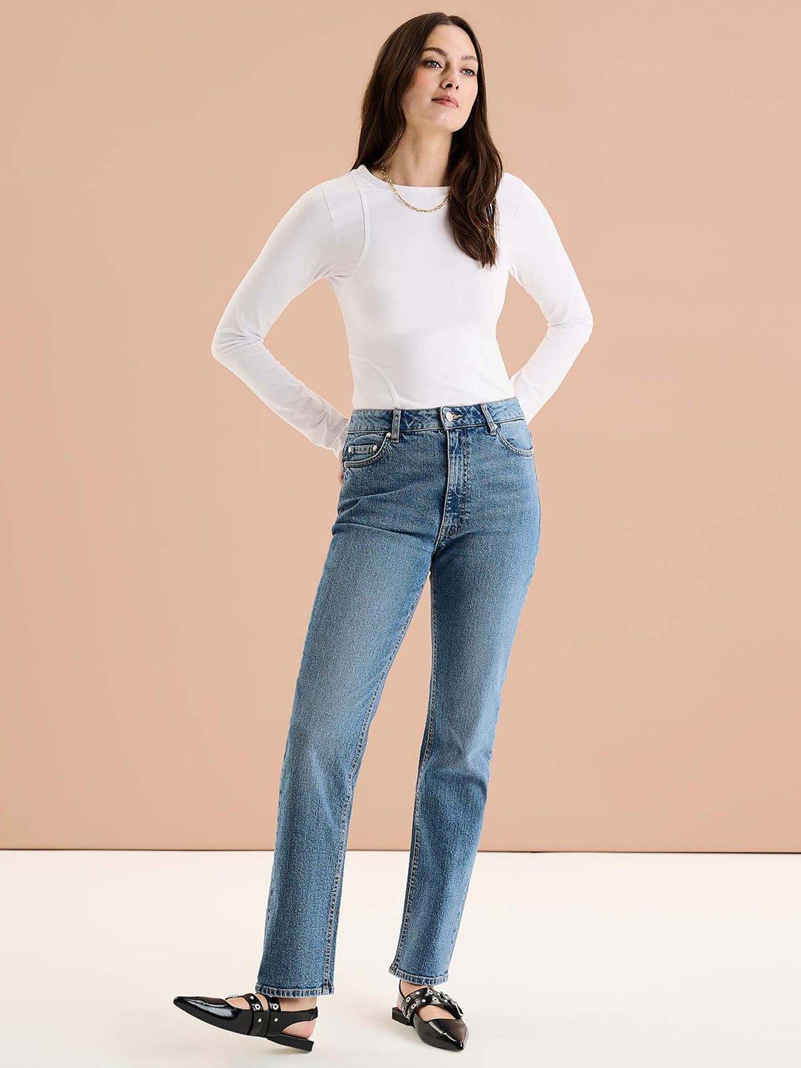 Product image 2 of 5, which shows OMNES Jana Straight Cut Jeans, Blue, 6